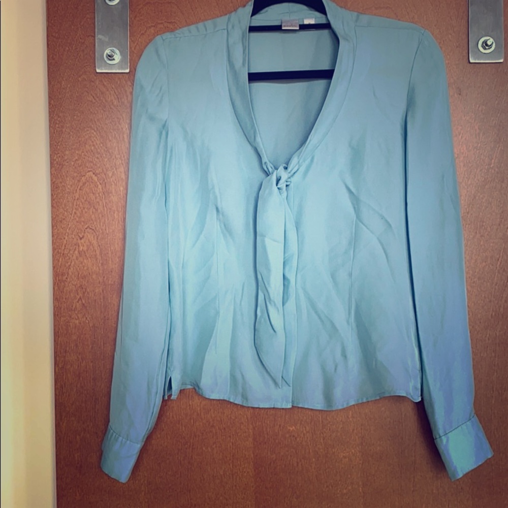 100% silk tie neck blouse